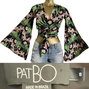 PatBO Patricia Bonaldi TROPICAL Floral KIMONO Sleeve WRAP TOP Size Small